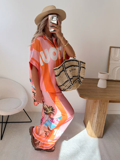 AMURI print shirt and pants set