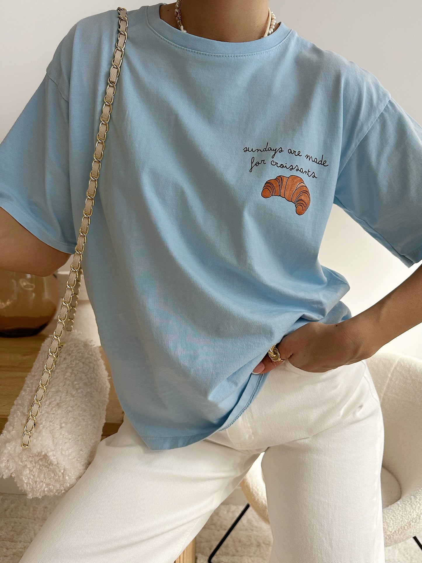 Franz croissant print t-shirt - sky blue
