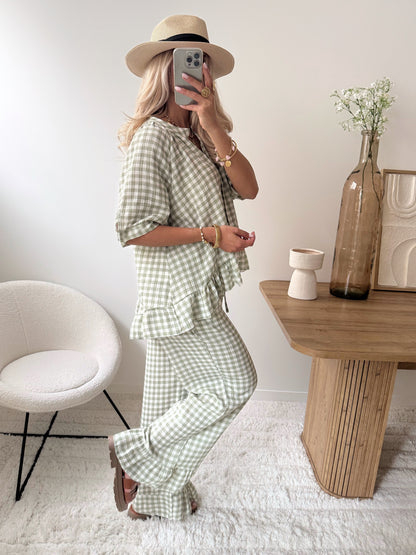 HARDIN Vichy print pants - khaki