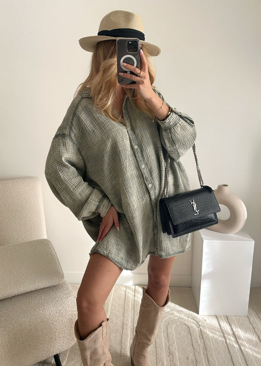 CAMERON cotton gauze shirt dress - khaki