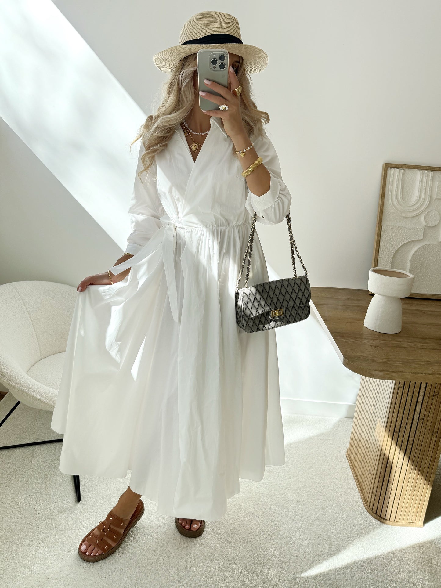Giulia long wrap dress - white