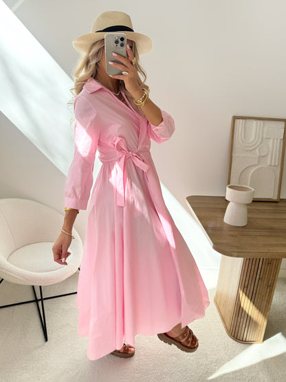Giulia long wrap dress - pink