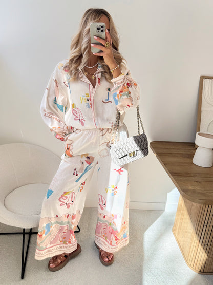FAUVERT print shirt and pants set