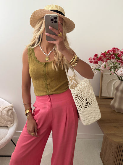 FANEIRO ribbed tank top - khaki