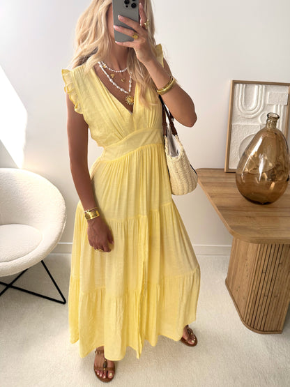 VITA ruffled maxi dress - pale yellow