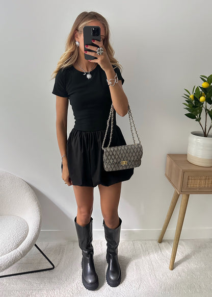 ALBERTIE black short-sleeved dress
